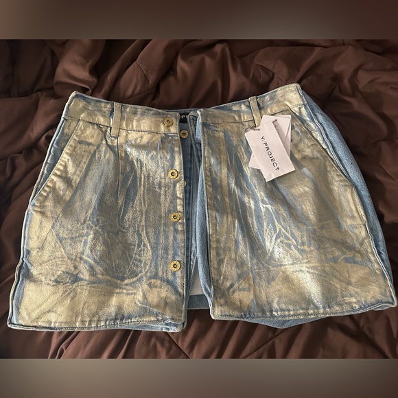 Y/PROJECT Metallic Denim Skirt. Size 38. BNWT - Picture 2 of 5